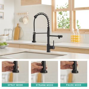 Grifo de Cocina con Purificador Extraíble Negro Mate, Grifo con Filtro de Agua para Fregadero, Grifo de Agua Potable - Product Image 4