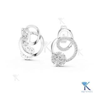 Pendientes de tuerca florales circulares con diamantes CVD cultivados en laboratorio, oro macizo de 14K y 18K, joyería de lujo fina para mujer, fabricante. - Product Image 6