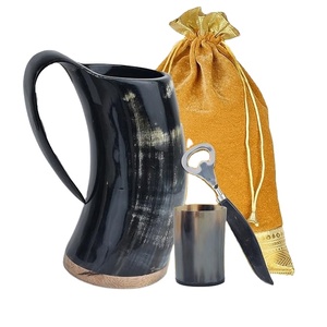 Craftshub Tasse en corne de boeuf faite à la main écologique de 12 pouces Style médiéval authentique Finition brillante naturelle Boissons chaudes/froides Promotions - Product Image 1