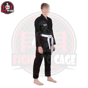 Kimono de Judo ODM Noir et Blanc Respirant Extensible 100% Coton Arts Martiaux Gi Coupe Automatisée Logo Avant Durable - Product Image 3