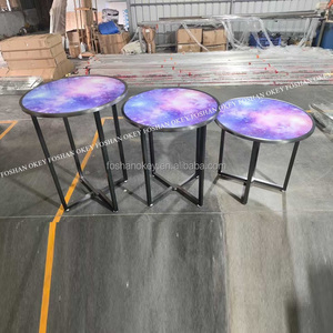 OKEY Hotel Events Led <strong>Buffet</strong> <strong>Table</strong> Stainless Steel Portable Cocktail bar <strong>Table</strong> Movable Round 5ft Led Commercial <strong>Buffet</strong> <strong>Tables</strong> - Product Image 5