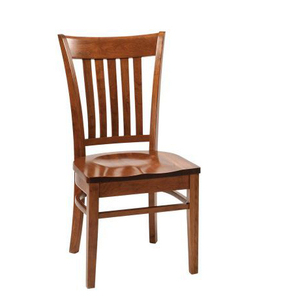 Silla de comedor tradicional de madera con asiento curvo y listones verticales en la respaldo para muebles de comedor en el hogar. - Product Image 5
