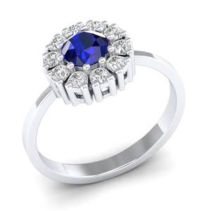 แหวนหมั้น REYES Solitaire เงินแท้ 925 ประดับเพชรโมอิสซาไนต์รับรองโดย GRA พร้อมพลอยไพลินสีน้ำเงิน ของขวัญวันเกิด เครื่องประดับชั้นดี - Product Image 2