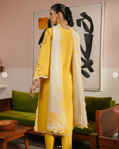 Elegant Women's <b>Yellow</b> Cotton Salwar Kameez With Embroidery Traditional Indian Pakistani Casual Wear Regular Fit All Seasons - Product Image 3