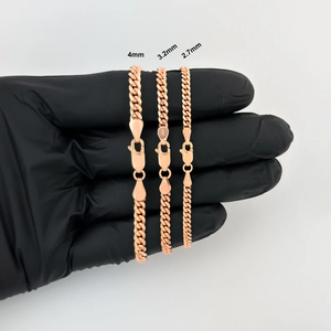 Collares de Cadena de Eslabones Modernos Chapados en Oro Rosa, Cadena de Caja de 4mm, 3.2mm, 2.7mm, Unisex, Aleación de Zinc, Joyería para Uso Diario, Regalo - Product Image 1