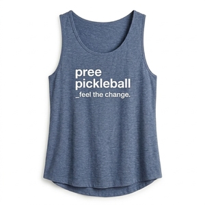 Pickleball Women's Sporty Performance Tank <b>Top</b> <b>Racerback</b> Scoop Neck Curved Droptail Hem A-Line Silhouette Solid Knitted - Product Image 3