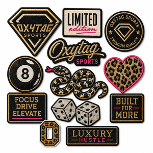 Patchs brodés Oxytag Sports à thermocoller, édition limitée, luxe, Hustle Focus Drive Elevate, décoration textile, prix abordable - Product Image 1