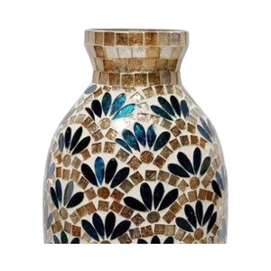 Jarrón Artesanal Vietnamita con Incrustaciones de Madreperla y Patrón Floral, Elegante Maceta de Mosaico de Conchas para Decoración del Hogar - Product Image 3
