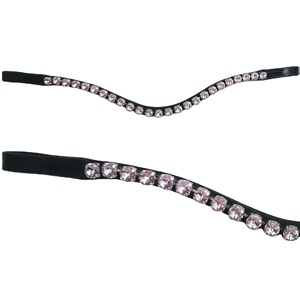Brida de caballo de cristal de 12mm grande de alta calidad, Material de cuero rosa claro brillante, productos duraderos para caballos - Product Image 1