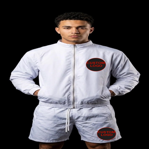 OEM Custom Windbreaker Short Two Piece Set Zip up Jacket and Nylon Pants Sweatsuit Nylon Zipper Track Suits Windbreaker Short Se - Product Image 5
