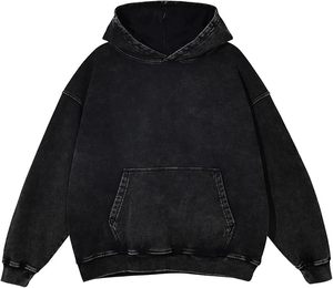 Sweat à capuche imprimé Oorha pour homme, décontracté, à manches longues, tricoté 100 % coton, avec logo frontal, coupe ample, style hiver, respirant, délavé à l'acide - Product Image 1