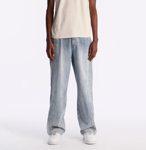 Jeans de Mezclilla para Hombre, Corte Recto, Lavado a la Piedra, Cintura Media, Corte Regular, Algodón, Casual, para Primavera - Product Image 1