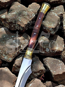 Épée scimitar en acier à haute teneur en carbone forgée à la main, lame courbée 58-60HRC, 38 pouces, manche en bois de rose et laiton, fourreau en cuir, fabricant OEM - Product Image 3
