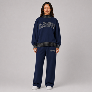 Conjunto Deportivo Casual de Dos Piezas para Mujer, Sostenible, Otoño Invierno, 100% Algodón, Lona Sólida, Transpirable y Ecológico - Product Image 1