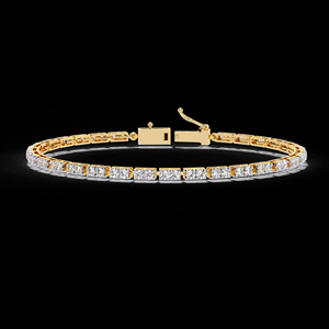Bracelet tennis classique en diamants de laboratoire ronds, en or jaune 14 carats, bijoux fins de luxe - Product Image 1