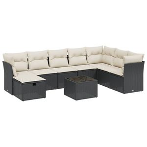 Grand ensemble de canapés de jardin modulaires en polyrotin noir, meubles d'extérieur modulaires élégants - Product Image 2