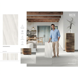 Carreaux de sol et de mur en porcelaine émaillée mate effet marbre Azure Bianco 600x1200mm - Product Image 1