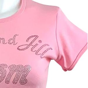 Pink Short Sleeve Crew Neck <b>T</b> <b>Shirt</b> Featuring Jack and Jill Mom Embroidered Text Graphic Women's Stylish Everyday Casual Fashion - Product Image 5
