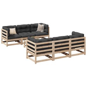 Grand ensemble de canapés de jardin en bois de pin massif naturel, mobilier d'extérieur élégant - Product Image 1