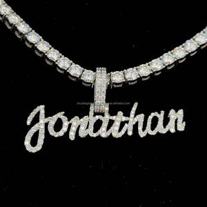 S925เครื่องประดับแฟชั่นกับ VVS moissante จี้ฮิปฮอปที่กำหนดเอง VVS Moissanite สร้อยคอสร้อยคอเทนนิสโซ่ - Product Image 4