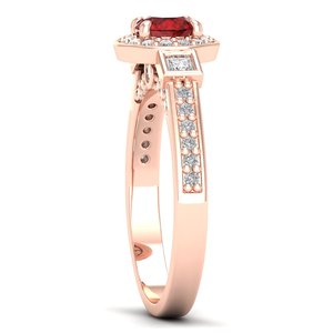 REYES Personalized 0.5 Carat Round Cut <b>Garnet</b> Gemstone Fine Jewelry for Women 925 Sterling <b>Silver</b> Moissanite Halo <b>Rings</b> - Product Image 3