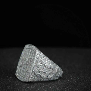 Moissanite Iced Out <b>Initial</b> Letter <b>Ring</b> Hip Hop Statement Jewelry Pave <b>Signet</b> <b>Ring</b> Luxury Custom Gift for Men Women - Product Image 6