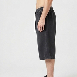 <b>Men's</b> <b>Long</b> Length Capri Sweat <b>Shorts</b> 100% Cotton Fleece Mid Drawstring Waist Loose Fit Breathable Sport Wear Sweat <b>Shorts</b> <b>Men</b> - Product Image 5