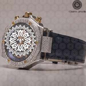 Charm Jewells Stainless Steel Diamond <b>Watch</b> Square Analog Dial Sapphire Crystal Luxury Fashion Men's Chronograph 43mm - Product Image 4