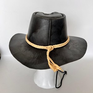 Chapeau de cowboy unisexe en cuir avec bande en corde, taille réglable 56-58 cm, chapeau décontracté pour l'extérieur, printemps-été, pour adulte - Product Image 1