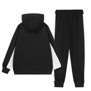 Conjunto de Tela de Punto para Hombre, Estilo Casual, Holgado, con Capucha, Diseño de Contraste de Color, Dos Piezas, Trajes Deportivos - Product Image 3