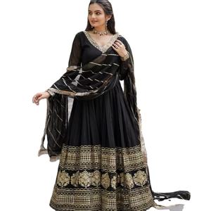 Vestido Anarkali de trabajo de secuencia de bordado de Georgette de imitación de diseñador más reciente de Fab Zone - Product Image 1