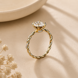 2 CTW Princess Cut Moissanite Diamond Twisted Band Engagement <b>Ring</b> in Yellow Gold | Minimalist Solitaire <b>Statement</b> <b>Ring</b> for Wome - Product Image 4