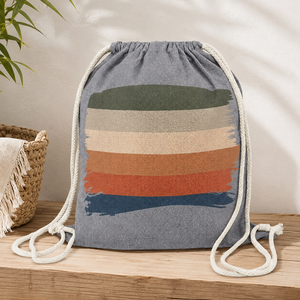 Recycled Cotton <b>Drawstring</b> <b>Backpack</b> 225 GSM Rainbow Printed Gym Bag Custom Logo Promotional Wholesale OEM Private Label Supplier - Product Image 6
