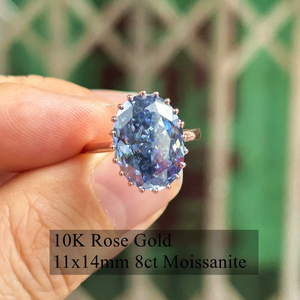 แหวนทองคำแท้ 10K ประดับเพชรโมอิสซาไนต์สีฟ้าอ่อนทรงรีขนาด 11x14 มม. น้ำหนัก 10 กะรัต สำหรับผู้หญิง รุ่น CONCEPTION 10K - Product Image 3