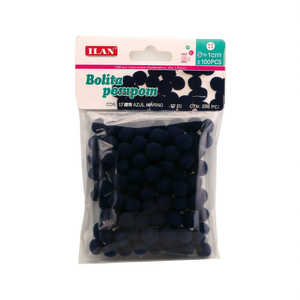 Palline Pompon ILAN 1Cm 100 Pezzi per Decorazioni Blu Marino - Product Image 1