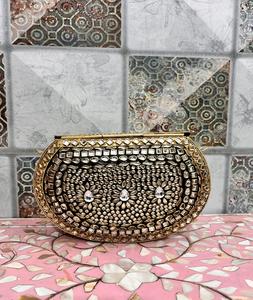 Sacs en résine et pochettes en résine Kundan, sacs à bandoulière de créateur pour femmes, sacs à main en résine marbrée verte MOP - Product Image 4