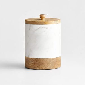 travertine <b>storage</b> <b>jar</b> marble canister natural stone <b>kitchen</b> container airtight lid tea coffee sugar spice <b>jar</b> countertop - Product Image 3