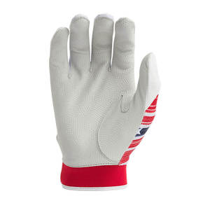 Gant de frappeur en cuir blanc avec bande rouge, respirant, à enfiler, unisexe, pour adulte, pour l'entraînement - Product Image 1