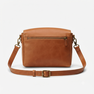 Women's Genuine Leather <b>Messenger</b> <b>Bag</b> Solid Color Adjustable Strap Classic Flap Closure Daily Use All Seasons - Product Image 2