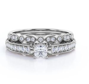 Anillo de Boda Vintage con Diamante Moissanite de 1.25 Quilates, Corte Art Deco, Engaste de Garras, Chapado en Oro Blanco, Joyería para Fiesta de Compromiso - Product Image 1