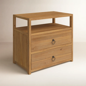 Modern <b>Minimalist</b> Nightstand in Natural wood color. Durable <b>Bedside</b> <b>Table</b> for Home Bedroom Furniture Apartment Hotel - Product Image 2