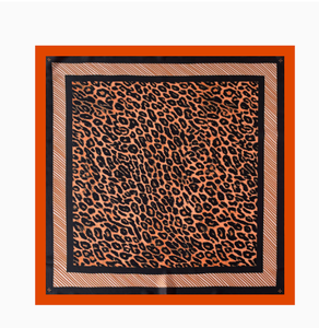 Leopard Print Wool Silk Scarf Square Shawl for Women Autumn Custom Digital Printing - Product Image 1