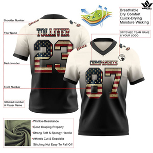 Maillot de football américain personnalisé pour homme, col en V, manches courtes, polyester sublimé anti-humidité, uniforme d'équipe personnalisé - Product Image 2