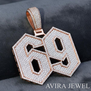 Grand pendentif étoile glacé en argent sterling 925 massif plaqué or jaune avec diamant Moissanite, breloque Hip Hop pour homme certifiée - Product Image 1