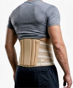 Ceinture de soutien lombaire élastique légère ORTHOWRAP OW240, post-chirurgicale, respirante, avec fermeture auto-agrippante, soutien de la voûte plantaire, beige et turquoise - Product Image 3