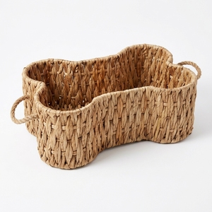 natural fiber storage <b>basket</b> bone woven bin handmade pet toy <b>hamper</b> balinese artisan novelty organizer boho supply home decor - Product Image 1