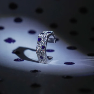 Dotted Hex Nut Inspired Studded Ring in Sterling Silver with European Cut <b>Stones</b> and Hand <b>Painted</b> Polka Detailing Luxury Design - Product Image 6