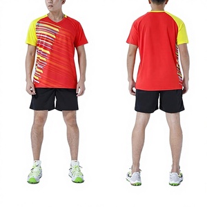 Conjunto de Uniforme de Voleibol Sublimado con Cuello en V para Hombre, Estampado Geométrico Negro y Rosa, Absorbe la Humedad, Manga Corta, Ropa Deportiva de Verano - Product Image 4