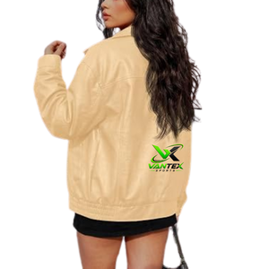 Chaqueta de Invierno VANTEX SPORTS para Mujer, Negra, de Cuero PU, Impermeable, Informal, Tejida, con Cuello Camisero y Cierre de Cremallera - Product Image 4