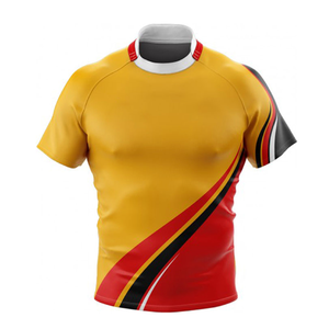Men's Sublimated Rugby Jersey Set Yellow Red Black Short Sleeve Crew Neck Moisture Wicking <b>Athletic</b> Fit All Seasons - Product Image 2